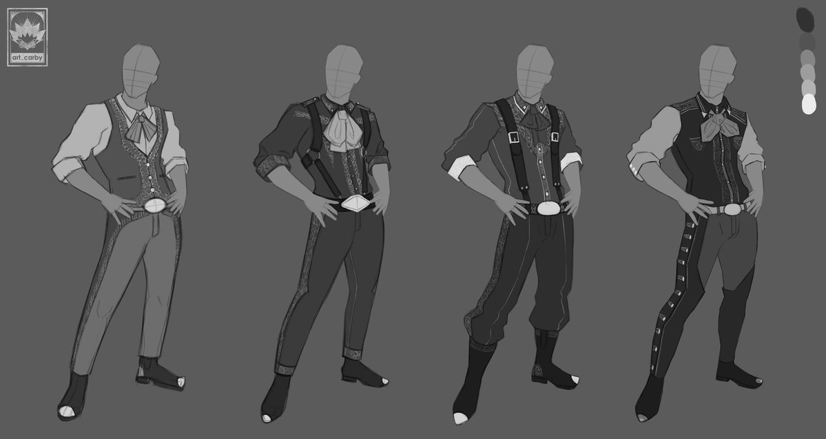 A costume design exploration for the character “El Mariachi”
I wanted him to look very masculine, as well as wear tactical gear ready for combat 
#characterdesign #mariachi #alternative  #outfits #digitalart #character #art