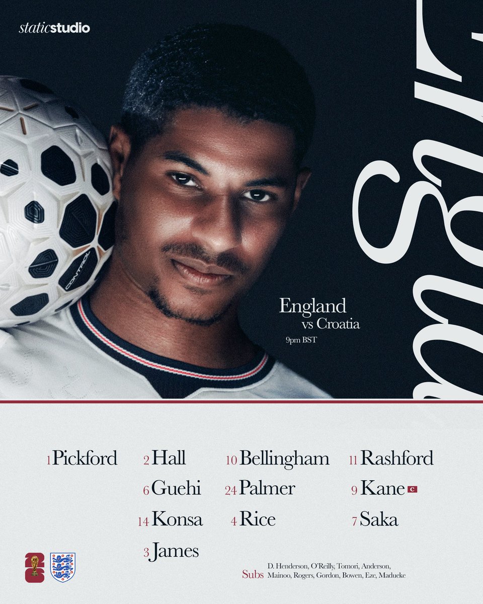 StaticStudioLDN's tweet photo. World Cup 2026 • England Lineup Concept • StaticStudio https://t.co/yVNBi8lBEI