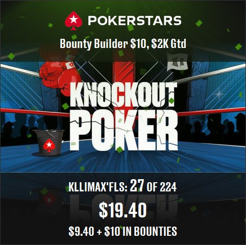 Fred_Lara's tweet photo. I finished 27 of 224 and won $9.40 + $10 in bounties. #poker #PokerStars https://t.co/hR3Chh2crV