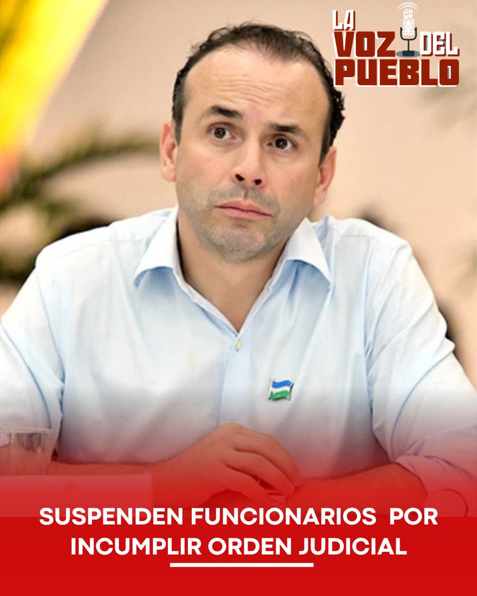 lavozdepueblo1's tweet image. #cali #valledelcauca 

🚨SUSPENDEN FUNCIONARIOS EN CALI POR INCUMPLIR ORDEN JUDICIAL

La Procuraduría suspendió por tres meses a funcionarios de Gestión del Riesgo y Vivienda por no acatar una sentencia sobre el reasentamiento de la comunidad de Playa Renaciente. El proceso