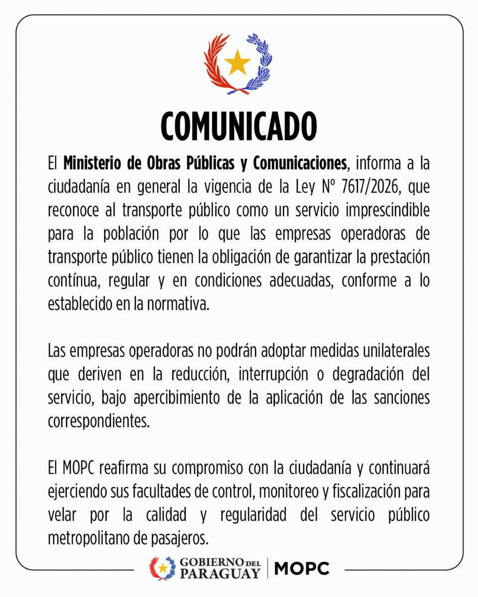 MOPC Paraguay tweet media