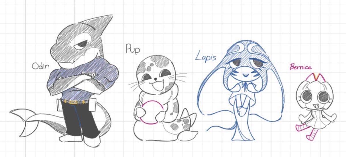 CloudyCor_3's tweet photo. (First one is kinda old)

Ggrrrhhgh so many sea stuff, gotta make npc toon concepts for the aquarium floor
  
#dandysworld #dandysworldoc #doodle https://t.co/atRkr6XoTW