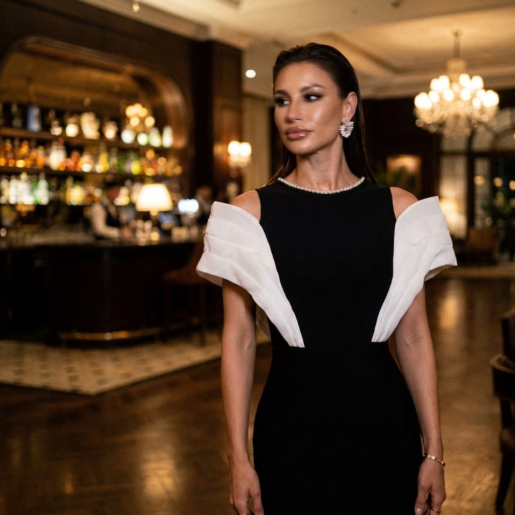 JarrettSchin's tweet image. Stop overthinking your dinner outfit. A dress with a built-in pearl neckline means zero accessorizing required. Chic, sculpted, done. 🥂✨ #wolddress #eveningwear #fashionhack