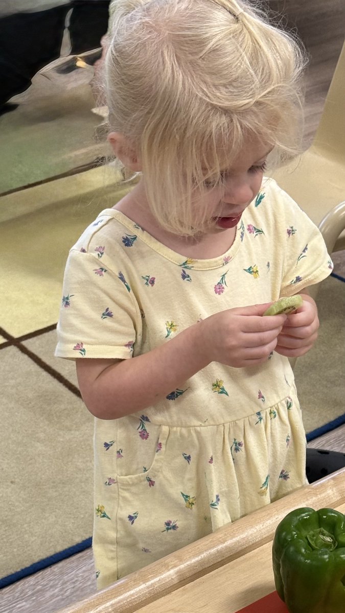 StephanieRISDLM's tweet photo. Little Mustangs 2s celebrated the color green by tasting green foods. Kiwi, avocado, and lime sherbet were a hit! Green peppers, not so much! #RISDDreamBig #RISDcla @RISDecs https://t.co/9KevpetAPB
