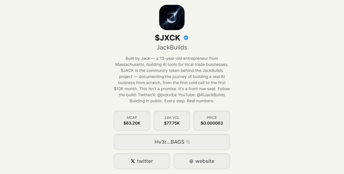 BNNBags's tweet photo. A 13-YEAR-OLD DEV IS BUILDING AN AI BUSINESS IN PUBLIC, AND LETTING YOU WATCH EVERY MOVE 🤯

-Focused on local trade businesses
-Real execution from 0 → revenue
-Transparent progress + real metrics
-Community follows and participates
-Built by a 13-year-old founder

@jxckvibe is changing how young devs build in public.