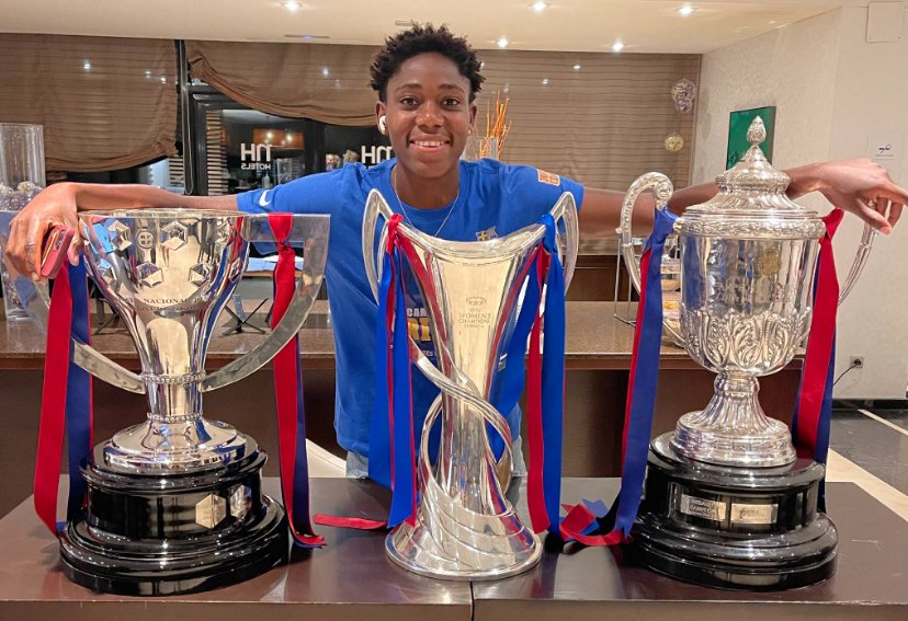 Emperor_fluke's tweet photo. @0panaa_1 This is Asisat Oshoala. A Nigerian. Alive. With the European treble. La liga. Copa del Rey. UCL. https://t.co/gCPG2FXLRX