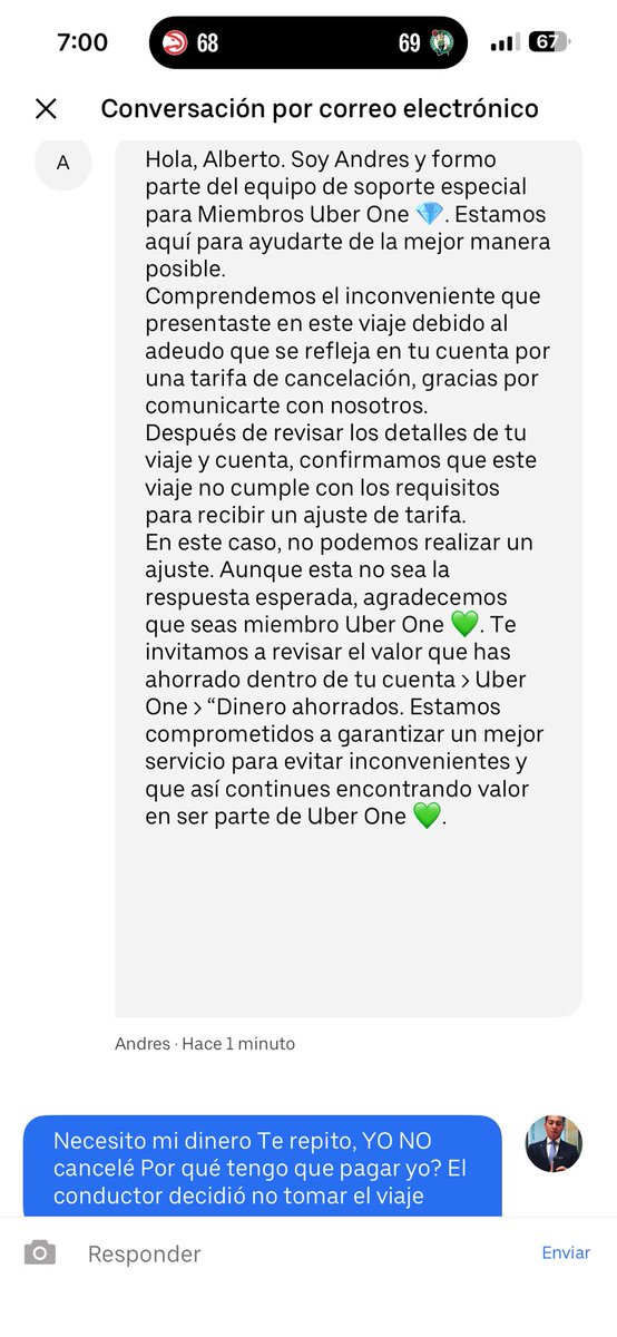 Imaz77ar's tweet photo. Para @Uber_MEX  @Uber_Support  @Uber  no importa si el conductor cancela, yo tengo que pagar y se niegan a devolverme mi dinero. 

CC @AtencionProfeco @Profeco https://t.co/zD5NyEvNJP
