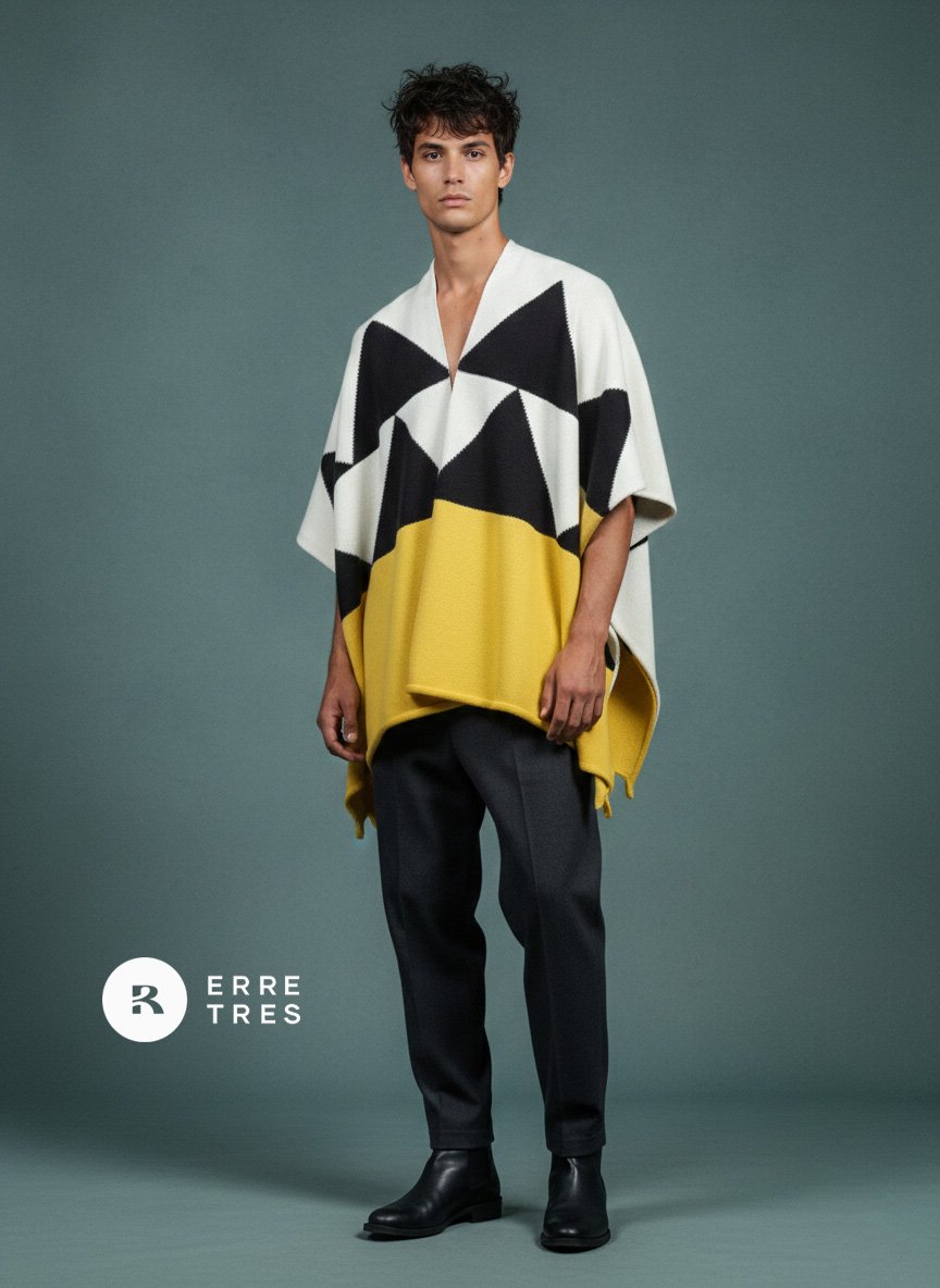 ERRETRES_'s tweet photo. ¿Seguridad para llamar la atención? El Poncho Kamo de ERRE TRES es un imán visual para todos. Amarillo vibrante y geometría pura que da estructura a cualquier silueta (hombre o mujer). No es solo moda, es tu nueva declaración de poder. Pocas unidades.

https://t.co/Ajsi8fShja https://t.co/yGi9SYJLh1
