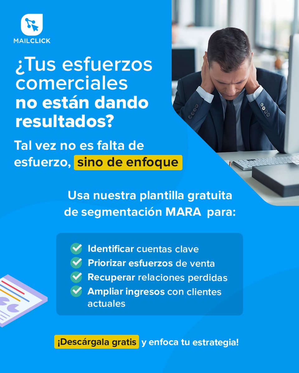 mailclick's tweet photo. 📉  Con nuestra plantilla gratuita MARA podrás: ✅Priorizar cuentas clave, aumentar cierres y enfocar tu estrategia.

📥 Descarga aquí:https://t.co/ZiCh88Kr2N https://t.co/i2etfG9upY