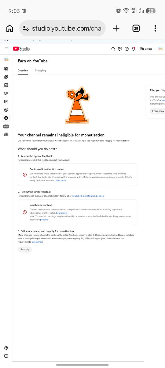 ZaibAurang41157's tweet photo. 🚨Something is wrong..

YouTube just demonetized my channel for “mass-produced or repetitive content,” which was completely unexpected.

What confuses me the most is that this happened without any prior warning.

Every video I make is manually created in Blender, takes days to produce, and is built from original ideas.

I’ve submitted an appeal and even created a detailed video explaining my full process, but it was rejected.

My suspicion is that because I never requested removal for channels that reposted my content, the system may have mistaken my channel as not being the original.

I truly believe this may be a misunderstanding, 
@TeamYouTube
  I would really appreciate it if you could review my channel again 🙏