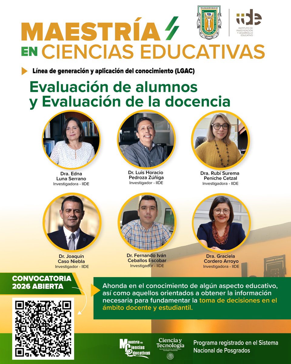 Esta es una de las Líneas de Generación y Aplicación del Conocimiento (LGAC) donde podrás desarrollar tu proyecto en la 𝗠𝗮𝗲𝘀𝘁𝗿𝗶́𝗮 𝗲𝗻 𝗖𝗶𝗲𝗻𝗰𝗶𝗮𝘀 𝗘𝗱𝘂𝗰𝗮𝘁𝗶𝘃𝗮𝘀.

Consulta la convocatoria 2026:
bit.ly/ConvocatoriaMC…

#MCE #Posgrado #CienciasEducativas