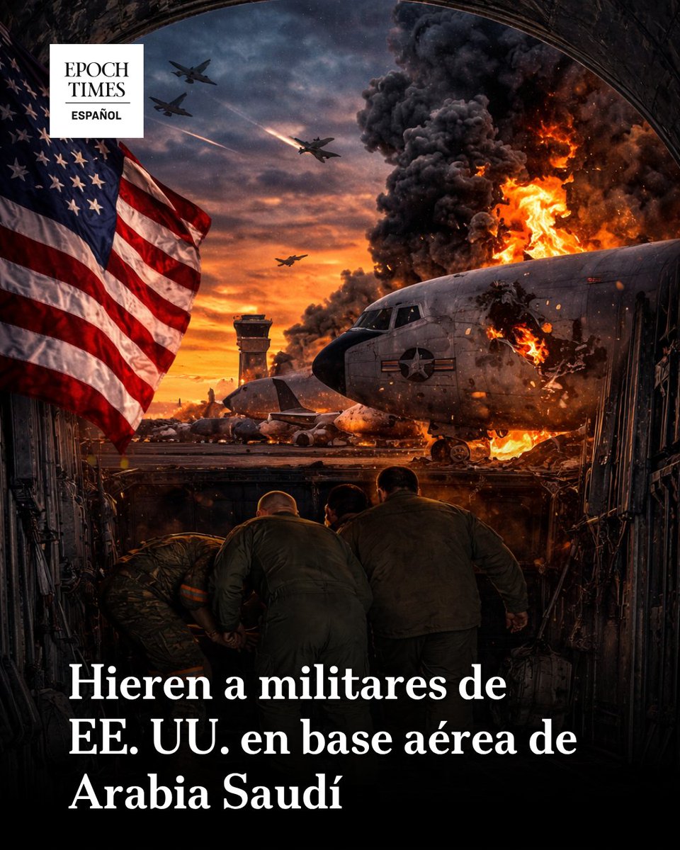 EpochTimesEs's tweet photo. Al menos dos militares estadounidenses resultaron gravemente heridos, según un funcionario estadounidense al tanto de la situación.
#UltimaHora #BreakingNews #EEUU #BaseMilitar #PríncipeSultán #Alerta #Seguridad #Militares #TensiónInternacional
🔴Lee más 👉 https://t.co/79tSoYPWXy