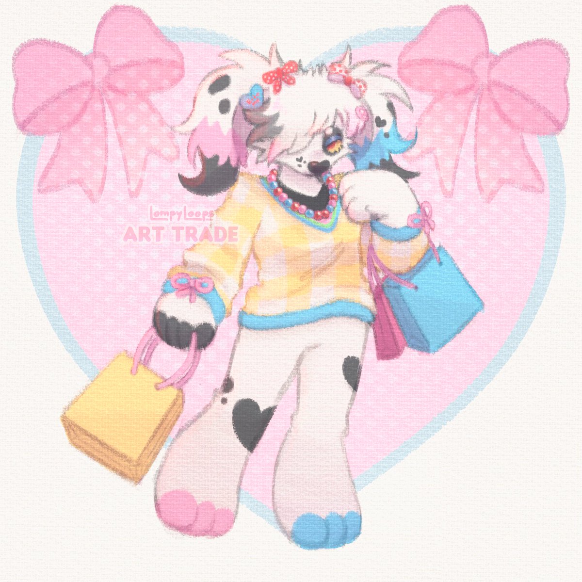 lompyloops's tweet photo. art trade with @/catxbandeetos on tumblr 🎀 🛍️

#furry https://t.co/X9fdKh9MKp