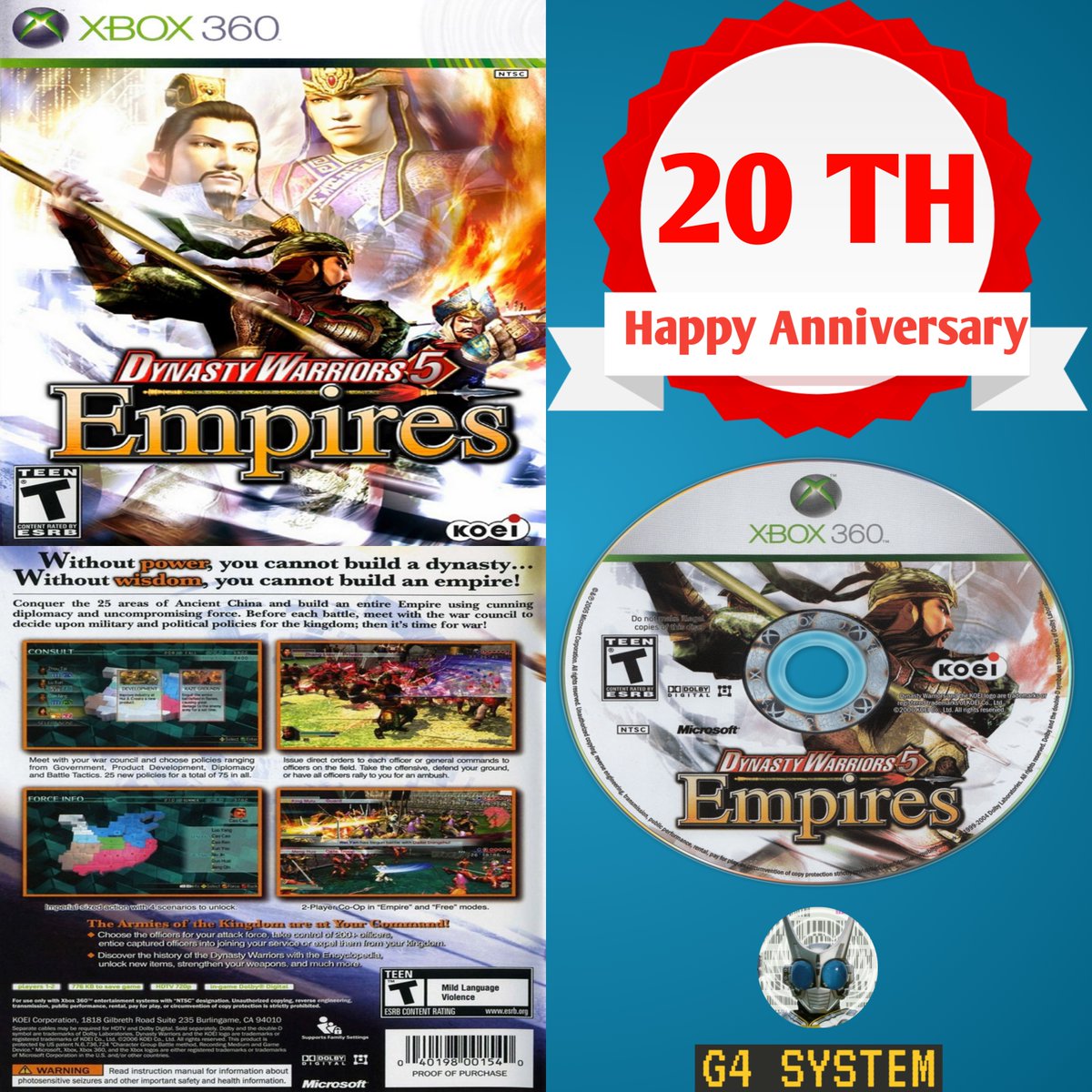 20 years ago

Dynasty Warriors 5: Empires was released for Playstation 2 &amp; Xbox 360 in North America 🇨🇦 🇺🇸