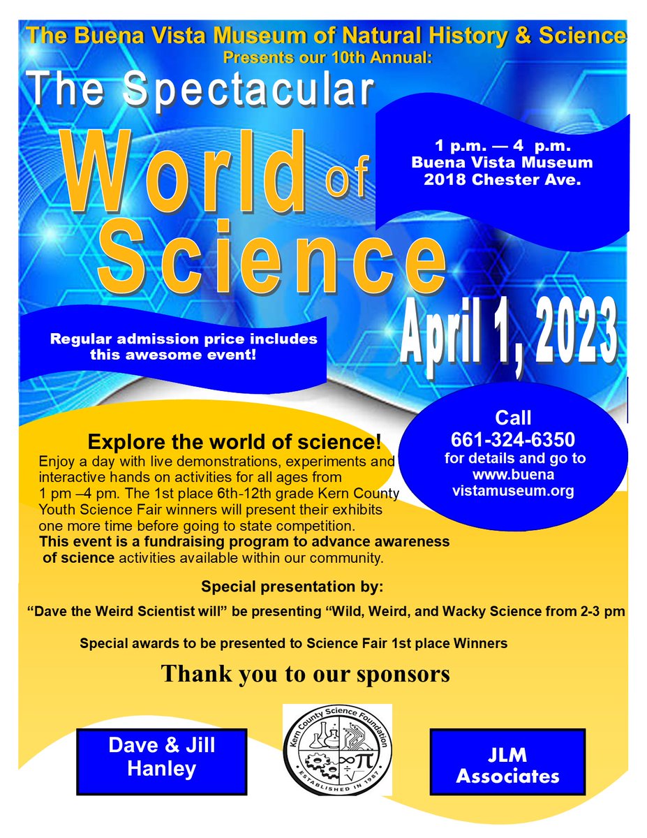 BVMNH's tweet photo. Sat. March 28th, 2026: THE SPECTACULAR WORLD OF SCIENCE! 🌐🌀⚡🔎🔋🔬 - https://t.co/TIBbeIsHne https://t.co/v2hQXNXkCY