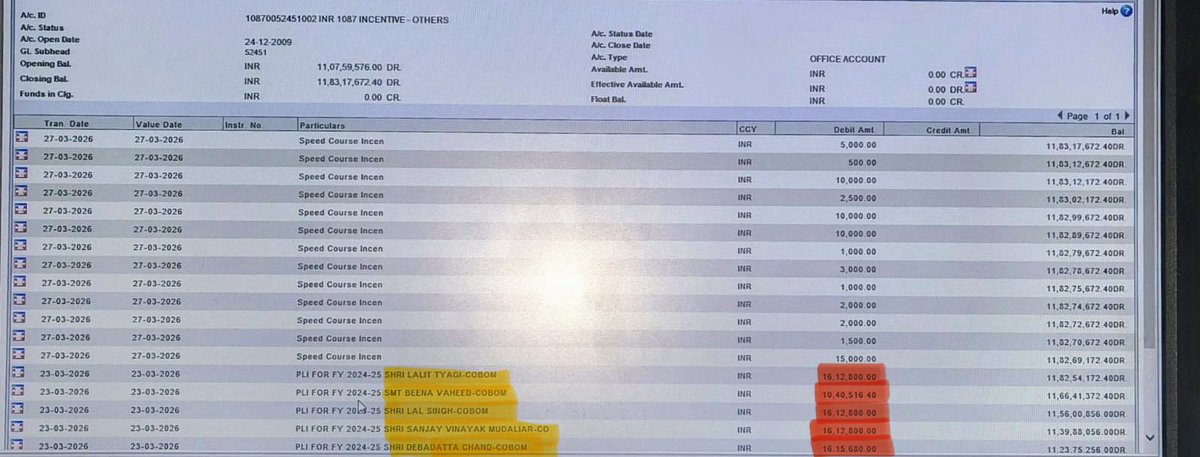 iNitinTyagi's tweet photo. 🚨 PLI credited in BOB in 23 MARCH 🚨

@bankofbaroda has quietly credited PLI into EDs & MD accounts. While top bosses enjoy, ground staff are told “under discussion.”

Let’s be clear:
→ Bank management has ZERO respect for process
→ Government via @DFS_India favors selective implementation
→ #UFBU/@aiboc_in leaders kept saying “we are trying” trying to deceive, not fight

Result?
Top executives get rewards while Real Bankers gets Workload, targets, and Saturday/Sunday branch openings will now explode, all to fill executive pockets

→ This is not leadership
→ This is betrayal
→ This is the new reality of banking

Every banker must now wake up and see the real face of management and government

@ChVenkatachalam @rupamsmail 
Your mask has fallen

#Bankersvoice #PLI