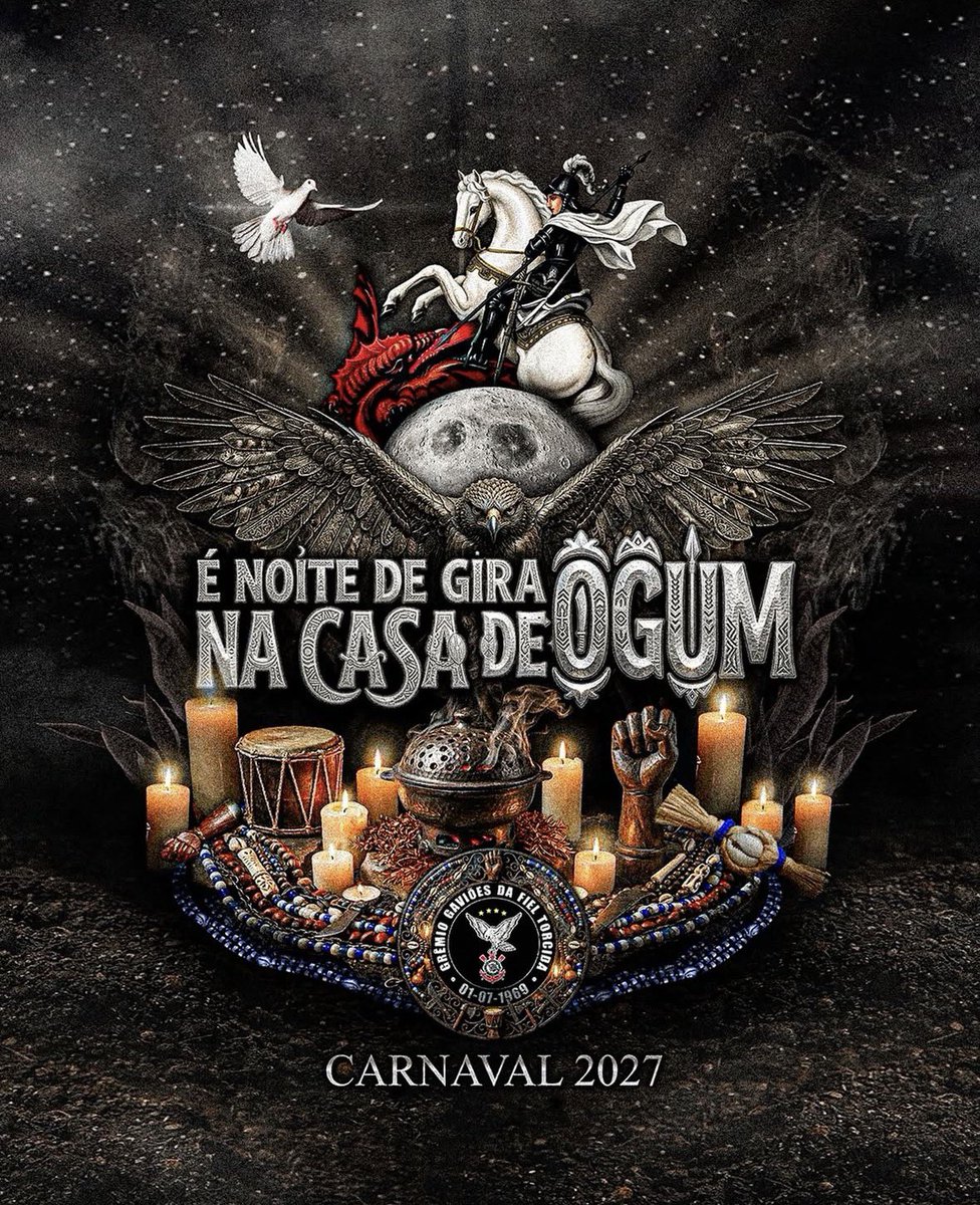 O 1º enredo do Especial de São Paulo para o #Carnaval2027 foi divulgado!

Gaviões anuncia:
É NOITE DE GIRA NA CASA DE OGUM

Os carnavalescos Júlio Poloni e Rayner Pereira apostam na força de Ogum e no universo espiritual da Umbanda para o próximo desfile da <a href="/gavioesoficial/">GAVIÕES DA FIEL</a> 🦅