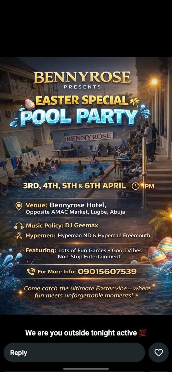 DjGeemax's tweet photo. Let's celebrate Easter by the pool side 🎉🎊 https://t.co/6nEGkRmNE8