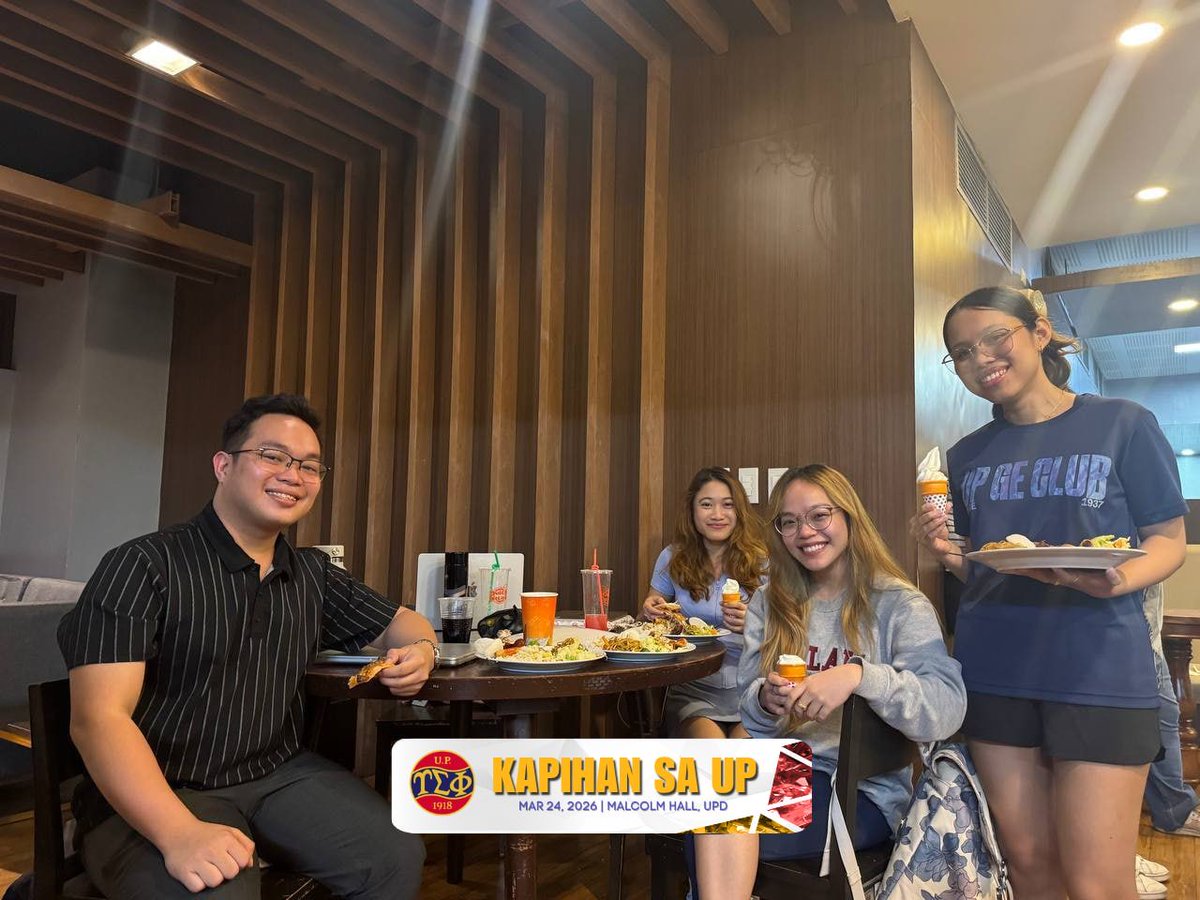 upsilonsigmaphi's tweet photo. On 24 March 2026, the Upsilon Sigma Phi hosted Kapihan sa UP at the Law Commons, Malcolm Hall, UP Diliman, as part of its continuing efforts to support the student body during the midterm season.

Throughout the event, the fraternity provided food, drinks, and soft-serve https://t.co/PpPiM1dslG