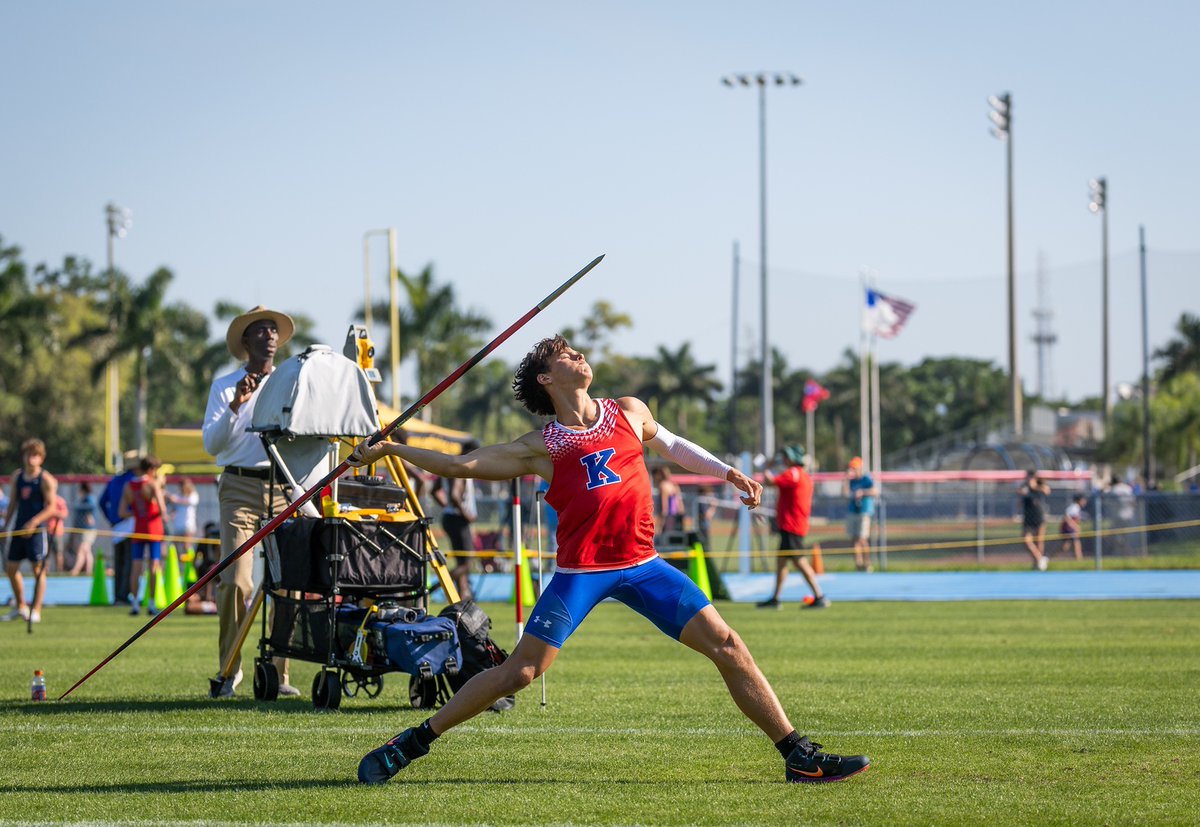 TKALions's tweet photo. Jack Miller has broken his own school record in the javelin, throwing it 54.87m at the FSU relays! He is currently the top javelin thrower in 2A! #tkatrack 

@TKAWPB @pbphighschools @ESPNWestPalm https://t.co/iow74a8Jez
