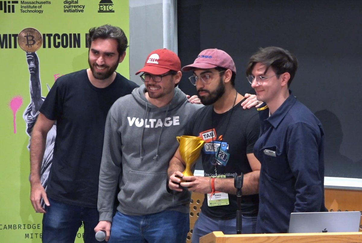 MIT_BTC_Hck's tweet photo. 🏆 2025 Winners:

🏆 TRACK 1: Payjoin Integrations (In photo)
🏆 TRACK 2: Coffee Team
🏆 TRACK 3: TANOS

Honorable Mentions: ZipZap &amp; BitBet

499 hackers. Privacy, Nostr, and Bitcoin innovation.

Explore the Projects:
https://t.co/CC1J0rOEa3

Apply:
https://t.co/lKuICjZWT1 https://t.co/WPmmDylOkt