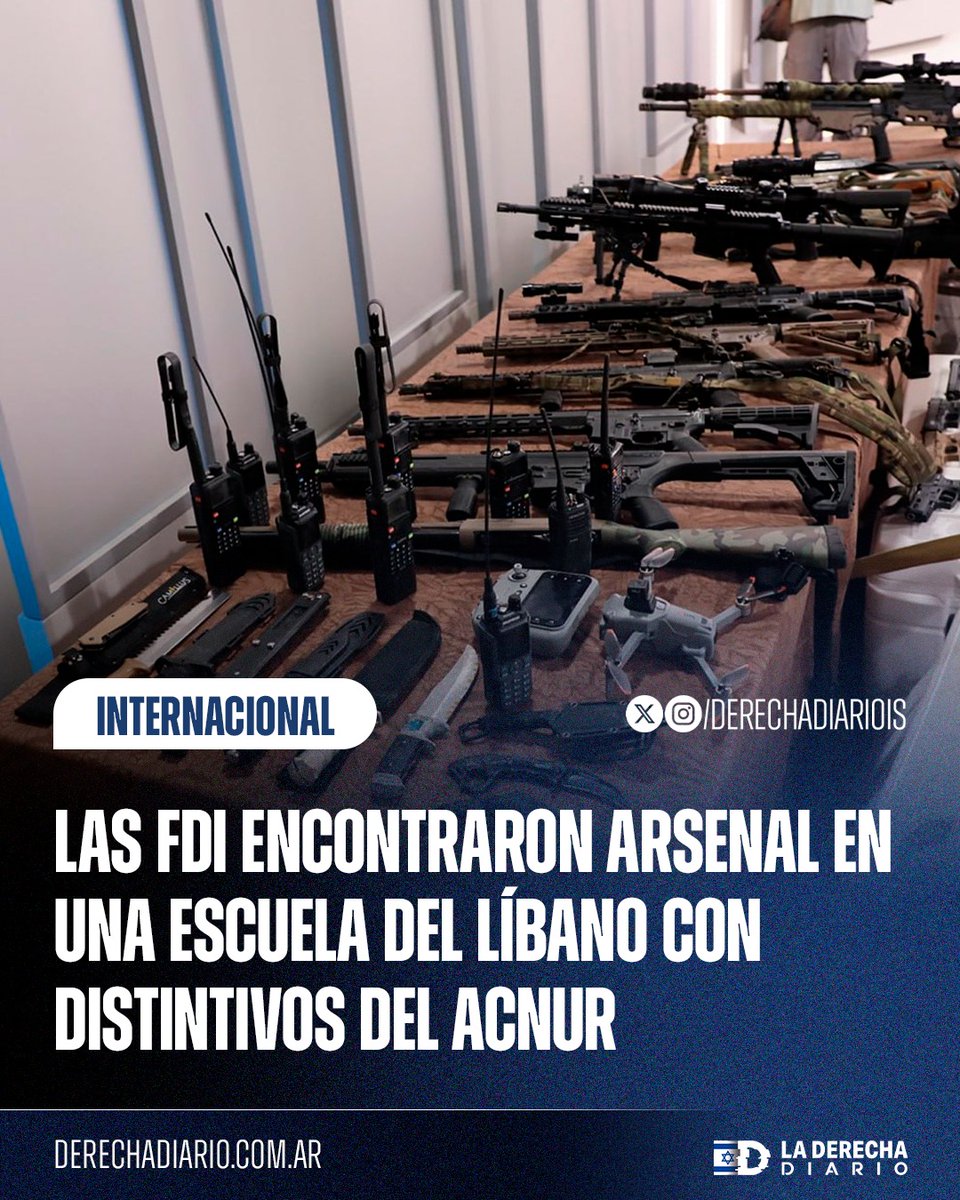 DerechaDiarioIS's tweet photo. 🇮🇱🇺🇳🇱🇧 | CÓMPLICES DEL TERRORISMO: Las FDI expusieron un arsenal terrorista oculto dentro de una escuela en Al-Khiyam, al sur del Líbano, que se encontraba junto a emblemas del ACNUR, la rama de la ONU dedicada a “salvar vidas, proteger derechos y construir un futuro mejor”. https://t.co/1ehxSq3Rh8