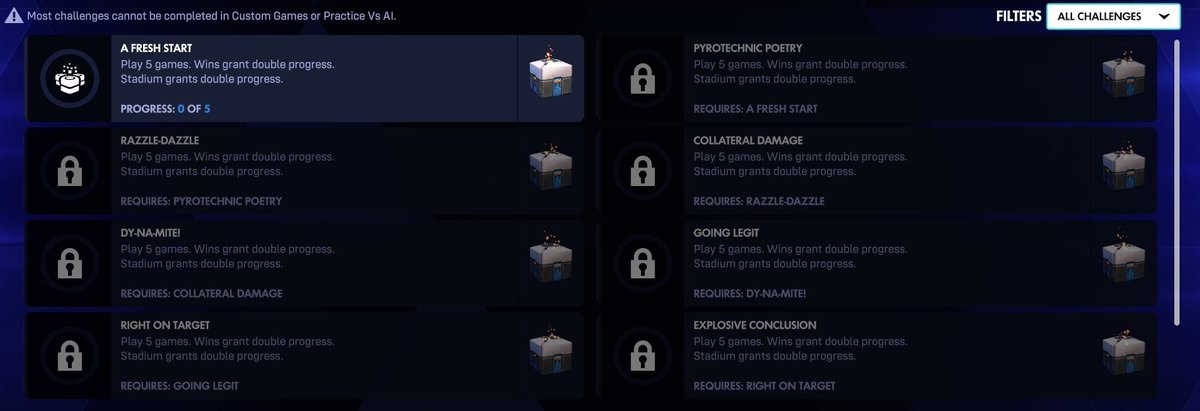 I hate that they did it like this cause all it means is that if you get a win at 4 progress 1 point just goes into the void, and 3 if you're a poor stadium player... like what compelled them to do this rather than "win 5 > 10 > 15 etc" like they've done before?