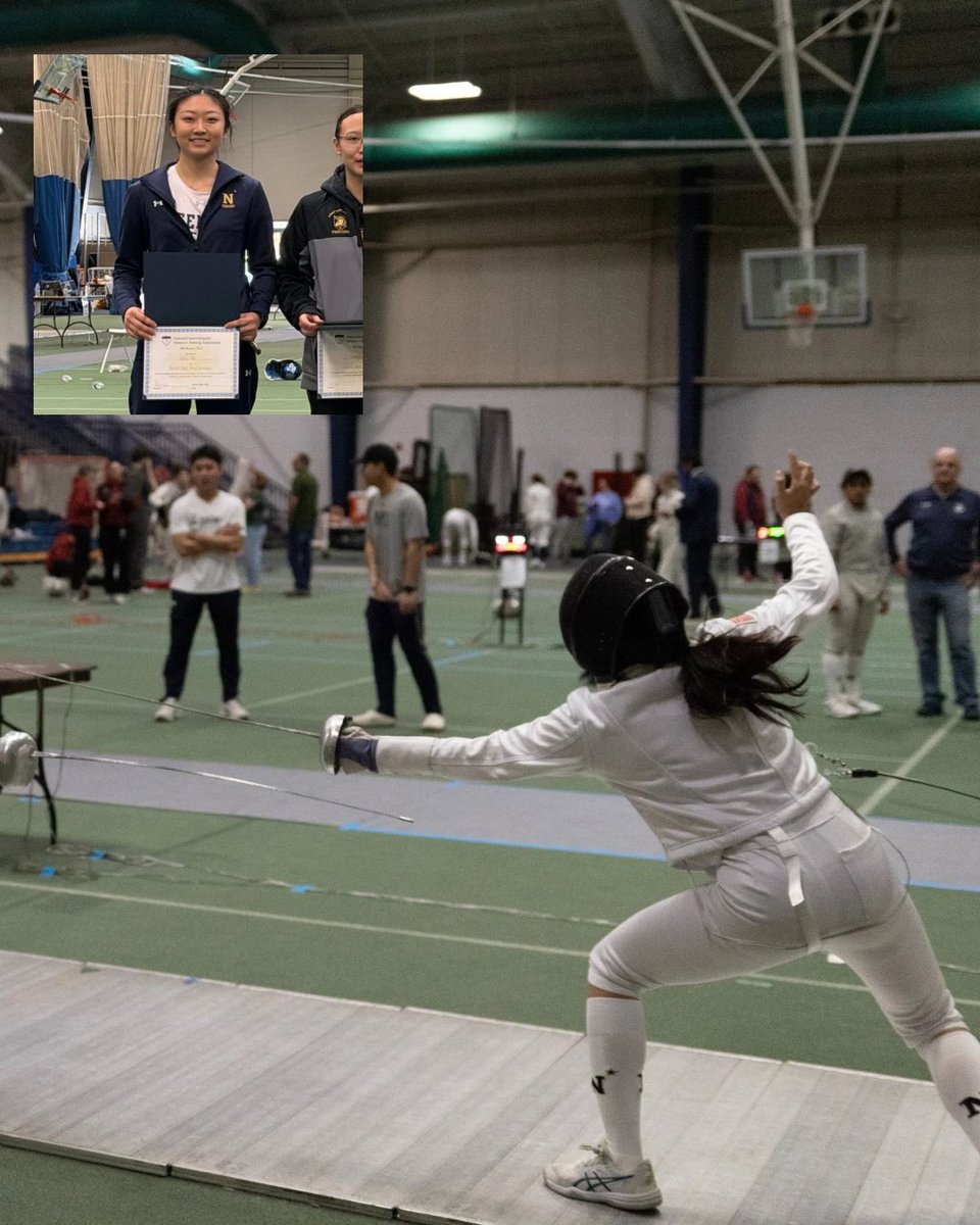 NavyFencing's tweet photo. Flashback Friday: NIWFA Edition 

Throwback to earlier this season at NIWFA championships! Highlights include Aybriel Schnatz placing 14th in Women’s Epee and Ashley Na named to the NIWFA All-Academic Team! 

#NavyFencing | ⚓️🤺 https://t.co/uhLOScSKon