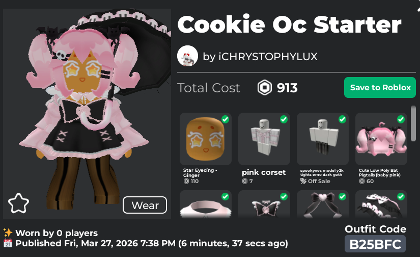 iLuxoChrysto's tweet image. Ok yall. IDK if I will buy it... but here it is. 

I will actually drop the code below so any of yall that may want it can get it instead! Fit made with the ginger skintone for my face!

#cac #catalogavatarcreator #roblox #robloxOC #cookierun #cookierunoc #crk #robloxUGC