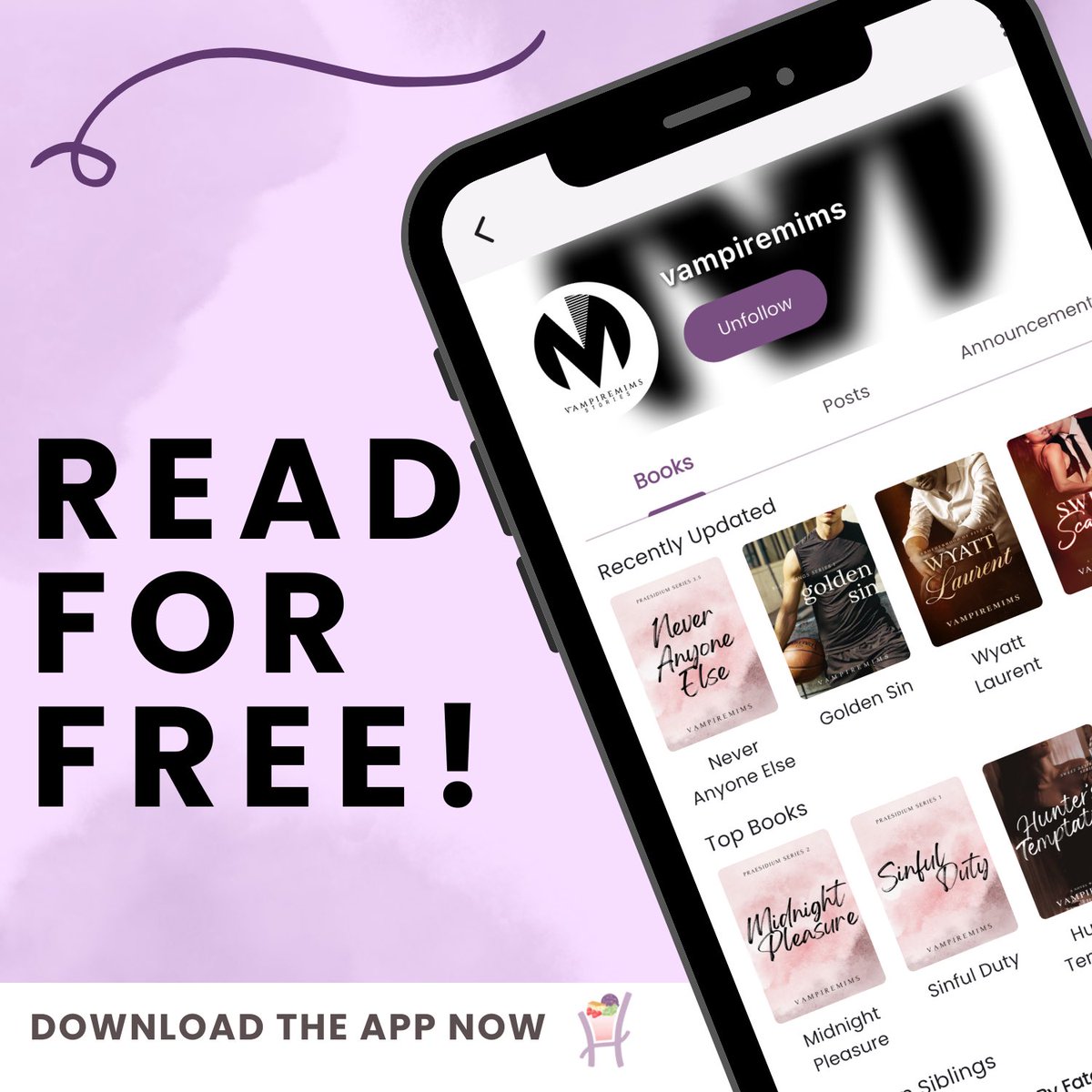 vampiremims's tweet photo. Hello! In case you missed it, you can read my stories for FREE on Haloreads! โจ
I have completed stories ready for you to binge anytime you want. ๐
Download the app now and donโt forget to follow me there! ๐
#Vampiremims #Haloreads https://t.co/gPCZWC7txS