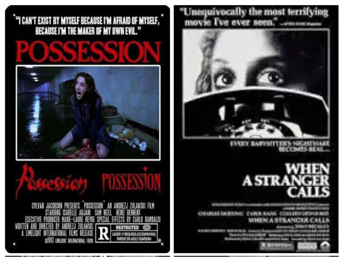 ChrisCartagena8's tweet photo. It's a chilly Friday Night! It's a Horror Double Fear-ture! Fright now, I'm watching... Possession (1981), then When A Stranger Calls (1979) #FridayNight #Horror #Possession #WhenAStrangerCalls #HorrorFilms #HorrorFilm #HorrorMovies https://t.co/2qktzSJaLG