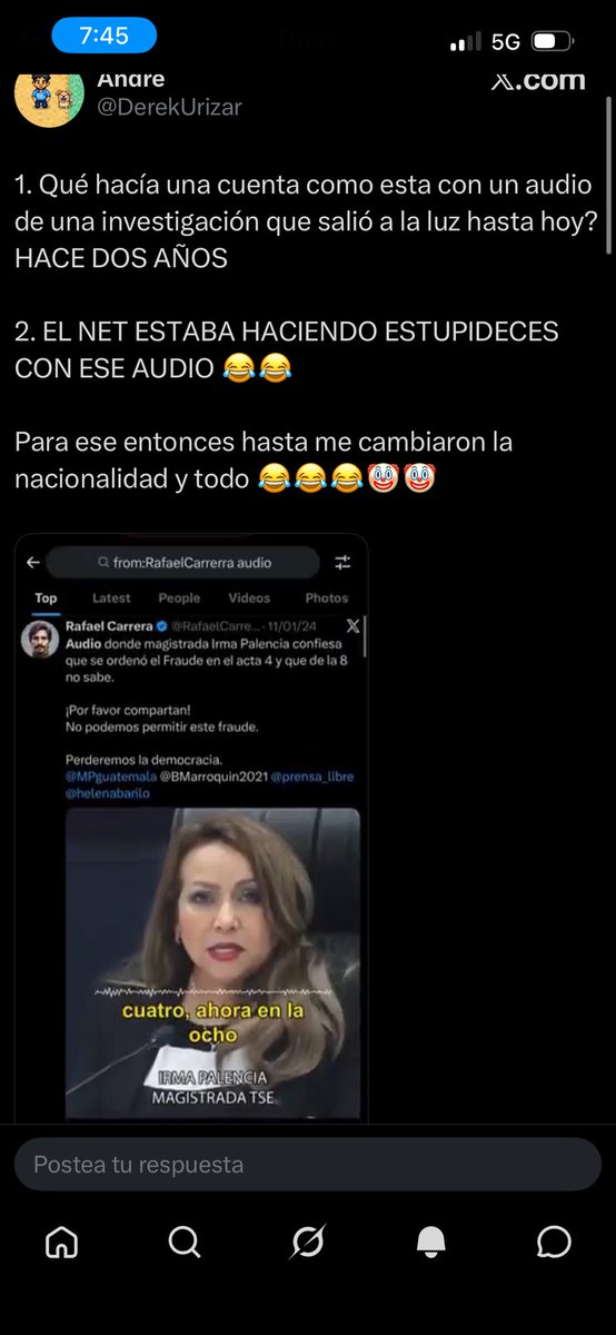 Aaron_Santoos's tweet photo. @angelpineda75 @CC_Guatemala Si los audios son tan “serios y veraces”, ¿cómo es que un net los publicaba en internet desde hace dos años? Curiosa forma de investigar: primero circula en redes y después aparece como “prueba”. Ese es el nivel de rigor que hoy presenta el MP. 
Vergüenza de ministerio público https://t.co/SeIwYGBZLN