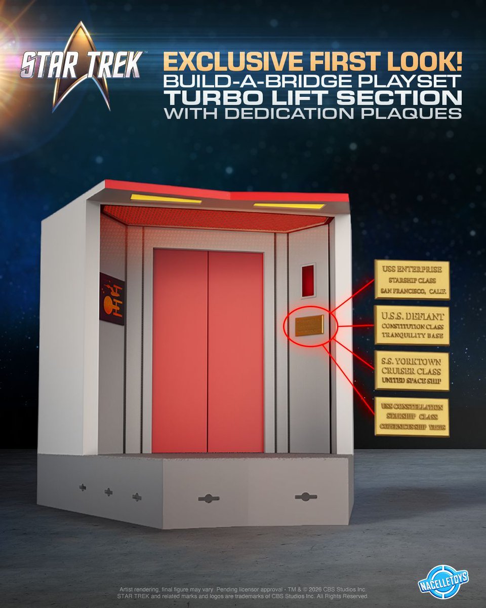 TheTrekCentral's tweet image. 🚨 BREAKING - Nacelle Toys Reveals #StarTrek Dr McCoy, Biobed &amp;amp; Turbolift!

At #WonderCon, first-look renders for the Wave #3 Dr McCoy action figure, his Biobed accessory &amp;amp; the Turbolift section from our build-a-bridge playset!

🖖 Wave #3 is due for pre-sale in Q3 2026!