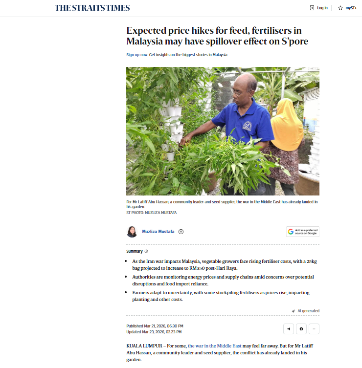anasalhajji's tweet photo. Even Malaysia! 

Iran war squeezes Malaysia's food security