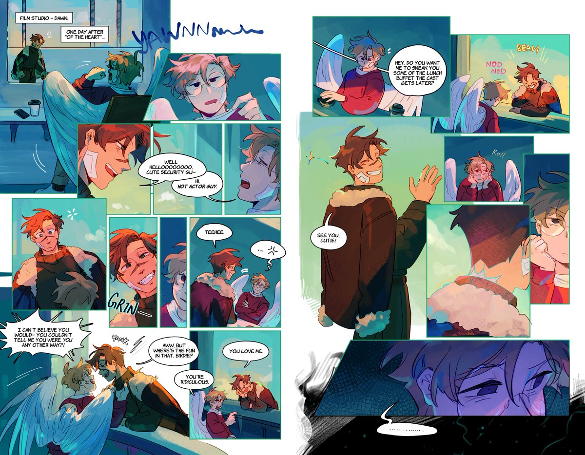 isjaszzz's tweet photo. Turn around🏙️
Writer: @zipzapzooooooom
Editor: violet-fire-cat on tumblr
with cover by wormtime123 on tumblr and @cocoabats <3

Our comic in @HotGuyComicZine Ghost issues, a continuation of Of the Heart from Vol1!
#HotguyComicsZine #HGCZ #desertduofanart

(1/4) https://t.co/QFppPlIsO0