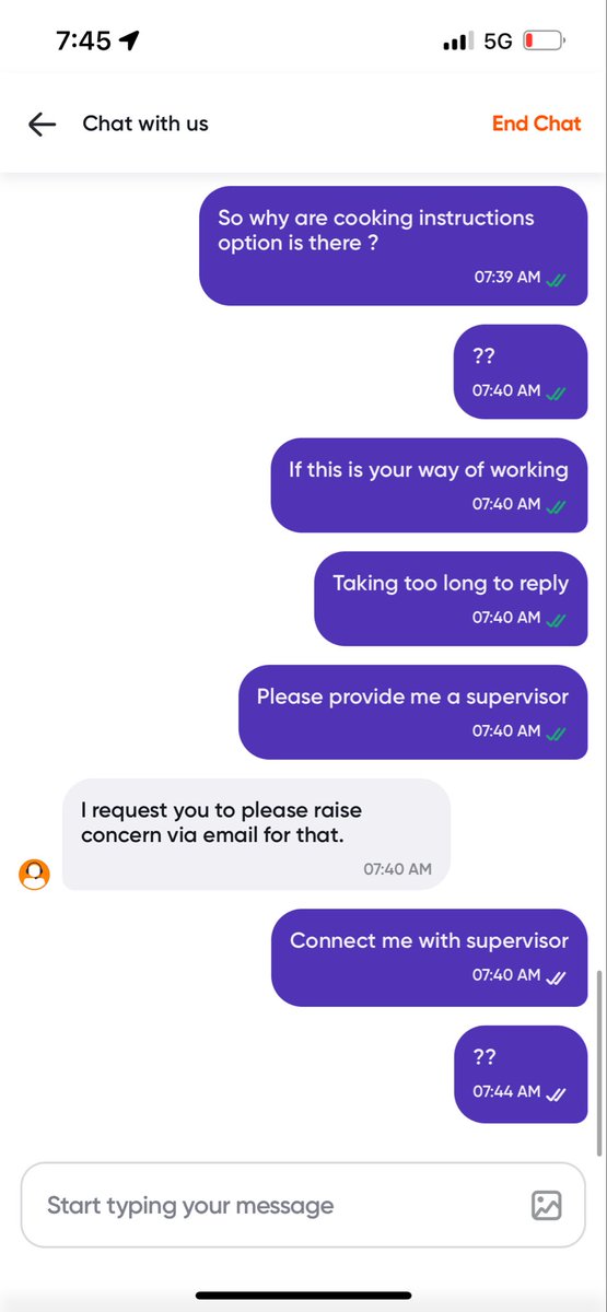 ARBABSID's tweet photo. This is what @Swiggy is providing you in the name of customer service, started the chat with bot 7:10, agent connected at 7:15 and writing this tweet at 7:47 still haven’t heard back or any reply. 

@jagograhakjago @ConsumerReports https://t.co/E4cIBn6DYH