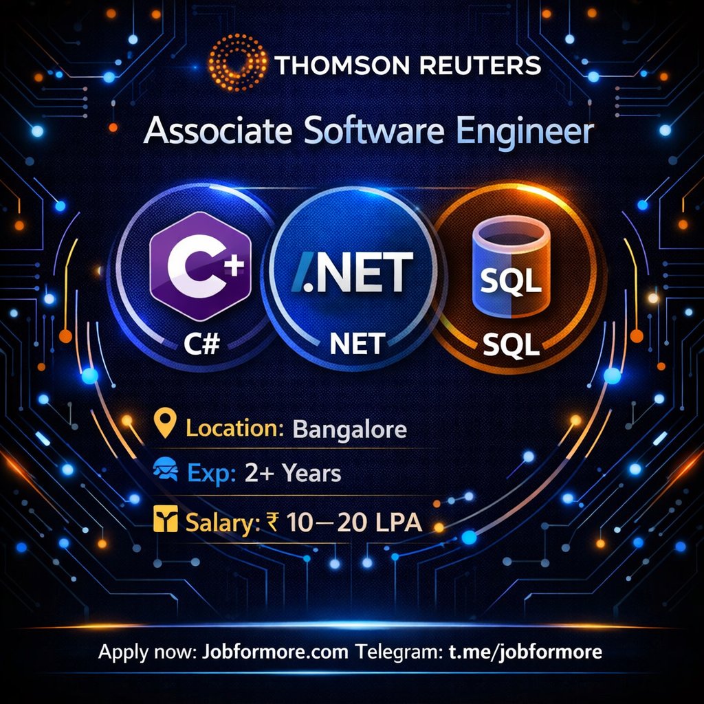 jobformore's tweet image. 💻 Associate Software Engineer @ Thomson Reuters!

🌆 Bangalore

🎓 BE/BTech | 2+ YOE

🔥 C# .NET + SQL

💰 INR 10–20 LPA

Global Intelligence! 🌍

#ThomsonReuters #DotNet #BangaloreJobs #Software #Jobformore

Apply: tr.ee/MxhfmC
