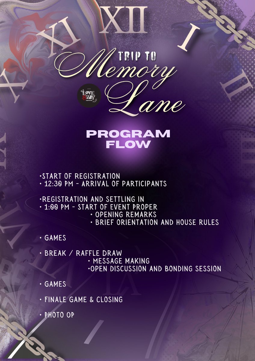 STAYs! We can’t wait to see you later! Here’s our list of activities—please make sure to arrive on time. See you!

#TripToMemoryLane 
#LoveSTAYCavite