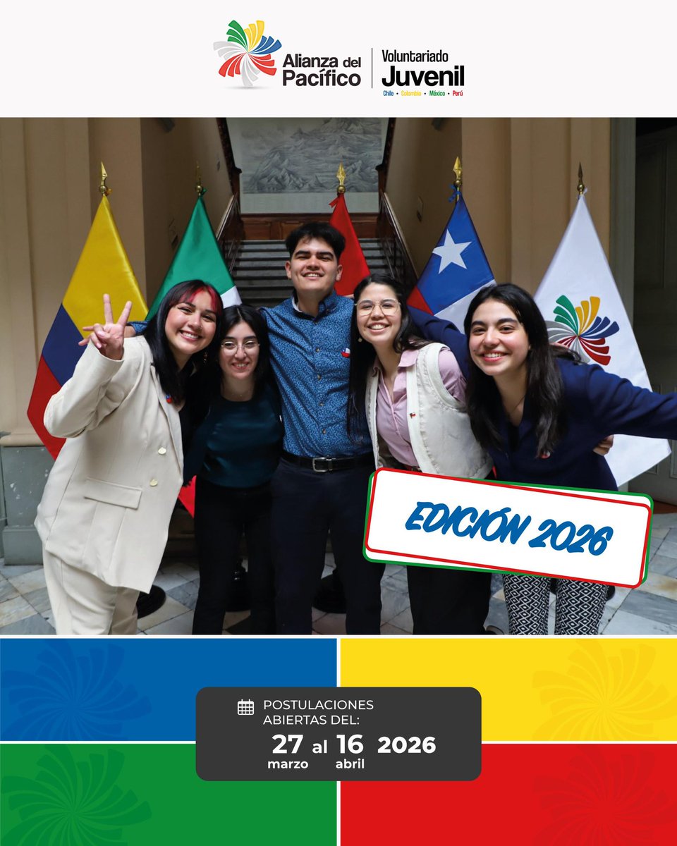 La convocatoria para el voluntariado juvenil de la Alianza del Pacífico ya está aquí.🙂‍↔️

Les invitamos a registrarse y ser parte de esta experiencia internacional 🤓☝🏻

Aquí está el link: voluntariado.alianzapacifico.net

¿Nos vemos pronto?🌎❤️‍🔥