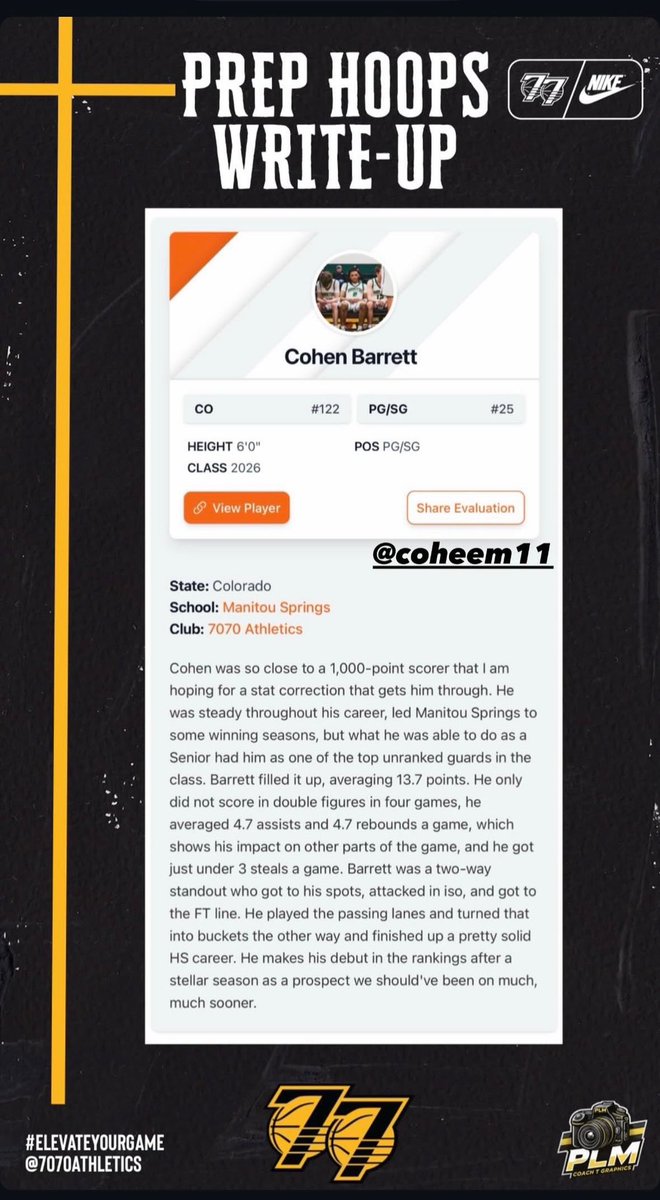 Coach_NNunley's tweet photo. Awesome write-up on @Cogoat295. Any program would be lucky to have him! https://t.co/6R5GRrPPS8