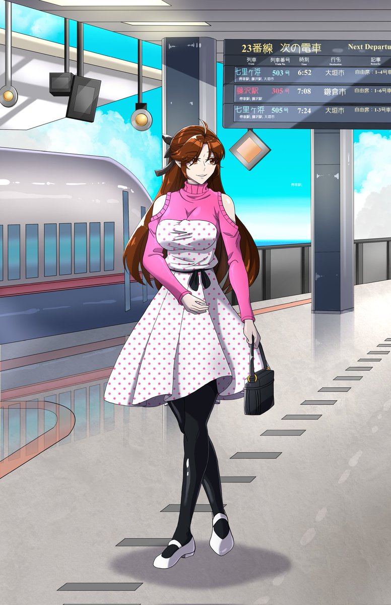 FrostyDaFreezer's tweet photo. Character was inspired by Chizuru Mizuhara. Background is the Shichirigahama Beach in the Rascal Does not Dream series. Even the text on the billboard references locations from the series ^^ https://t.co/q3OIUw6au8