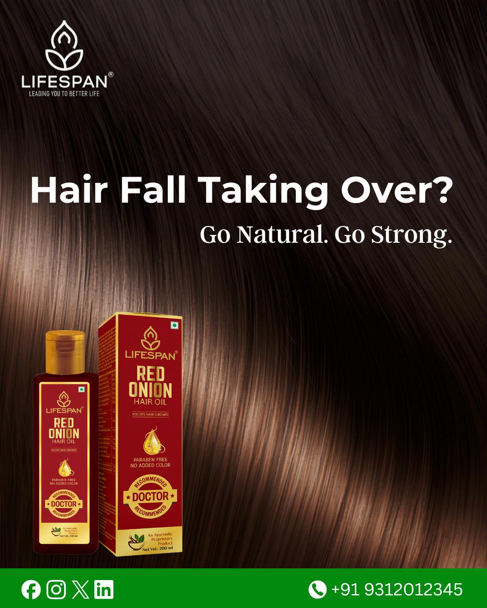 mylifespanlife's tweet image. Hair fall taking over? Take control with Lifespan Red Onion Hair Oil 💪✨ Strengthen roots, reduce fall, and grow healthy hair 💚🌿 #HairCareRoutine #RedOnionOil #HairFallSolution #HealthyHair #LifespanCare