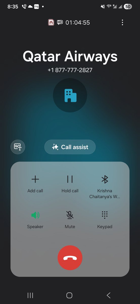 Kittu218's tweet photo. @qatarairways @CapitalOne @AskCapitalOne @qatarairways - It's been 1hr 5min. Still waiting for someone to take my call. https://t.co/T7cb10SGza