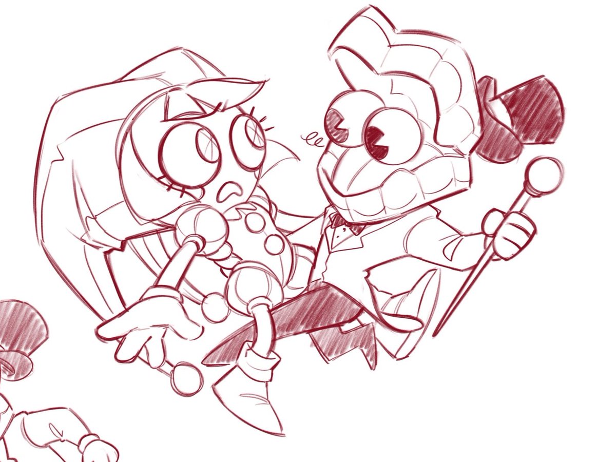 _Tamakat_'s tweet image. VERY messy #showtime sketches cus I've been consumed by the thought that no one shows Caine any love so POMNI IT IS!!
#tadc