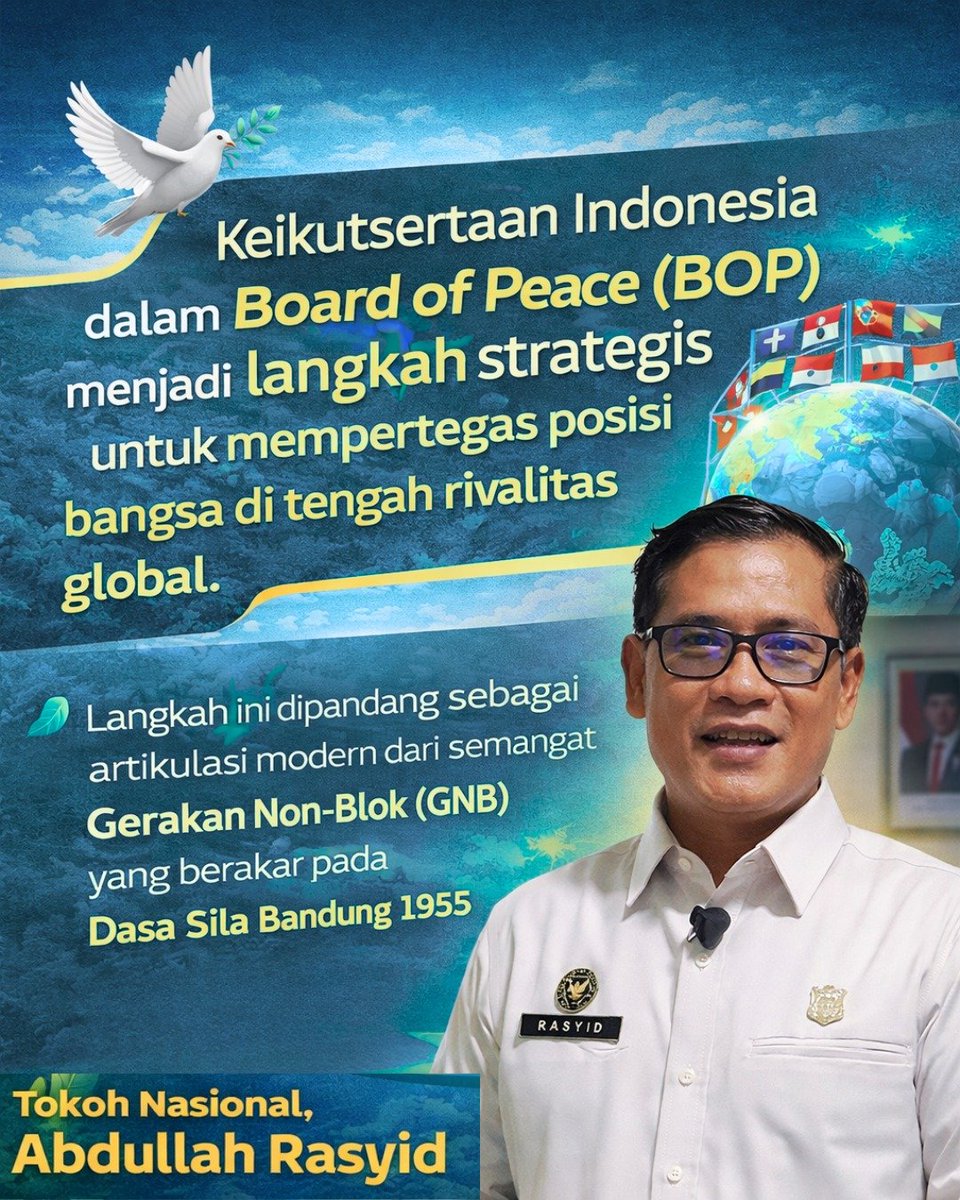 updateeterus's tweet photo. Indonesia hadir sebagai penjaga keadilan dunia, mengawal perdamaian, membela hak kemanusiaan, dan menyuarakan kebenaran di panggung global.

#BoardofPeace
#IndonesiaHadir
#PerdamaianDunia
#HakKemanusiaan
#DiplomasiIndonesia https://t.co/Cs0aBPDAgV