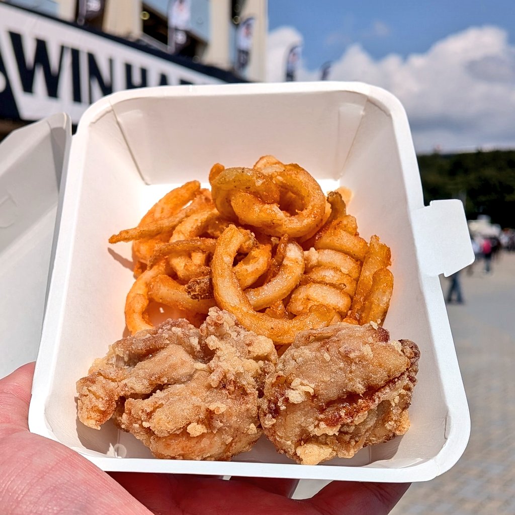 レア出店のキッチンカーなので、まとめる前に。

今日のみの出店、ISLAND KITCHENさん。
ジャークチキン。甘辛のパンチ力。

明日も出店予定、こだまさん。
沖縄塩唐揚げ&amp;ツイスターポテト。
唐揚げで始めて抱いた感想だよ。
「新鮮…！」