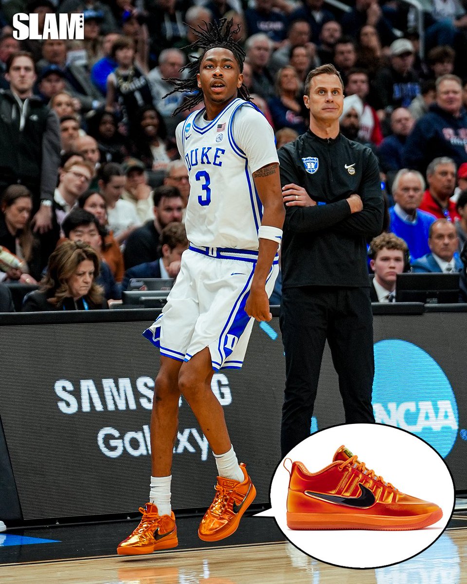 SLAMKicks's tweet photo. Kicks fit for Showtime.

Isaiah Evans dropped a 25-piece in the “Warning Label” Nike Book 2 to help Duke advance to the Elite Eight 😈 https://t.co/odvFOeJCfM