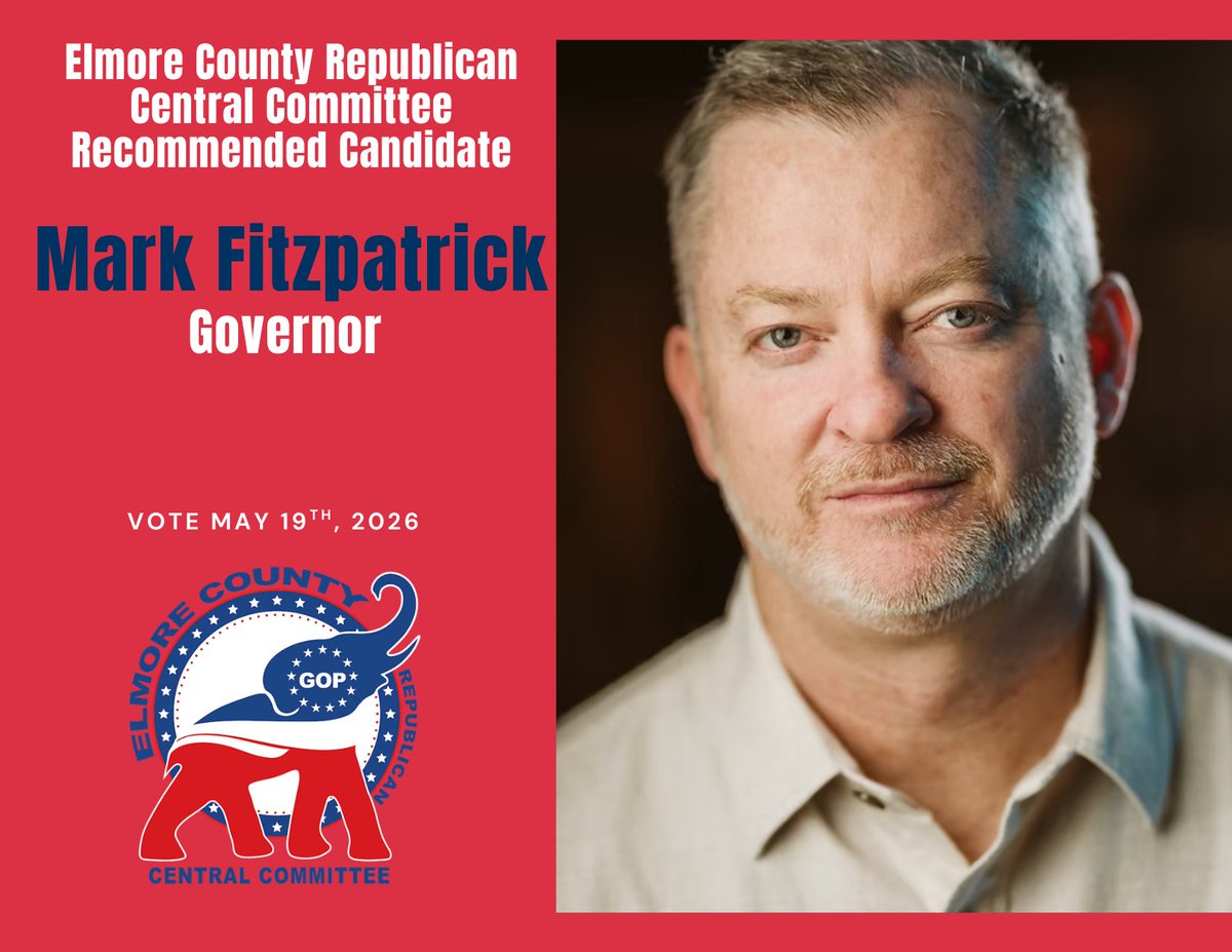 We are excited to announce The Elmore County Republican Central Committee Recommends Mark Fitzpatrick for Governor. To learn more about the candidate visit; markfitzidaho.com
VOTE MAY 19TH 2026
