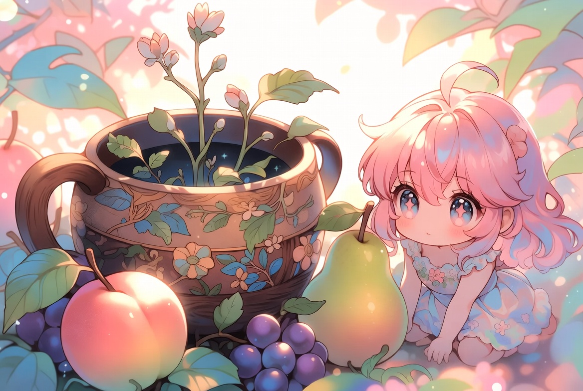 eoxuc's tweet photo. 器に咲く果実が春をひらく🍑

桃の丸みが光でほどけ🌿
葡萄の粒が器の上で息づく🌼

梨の縁が影をやわらかく揺らし🌱
色の重なりが実りを灯す🌞

文様の奥に季節が芽を出し🍃
土と木の器が春の庭を啓く🌷

観察という歩みが形を深め🌿
果実の文様が新しい春を告げる🌸

#果実文様 #器の美 #清明の観察 https://t.co/nq4CWJAHXW