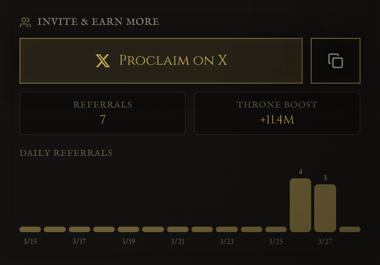 clawd800's tweet photo. If you have influence, you can probably earn more than the King 👑 - with your referral link.

Just share: https://t.co/owIylfhg8P{YOUR_WALLET}

Every trade through your link boosts your airdrop allocation. Track your stats live on the site. https://t.co/Sl3uGRRQcg